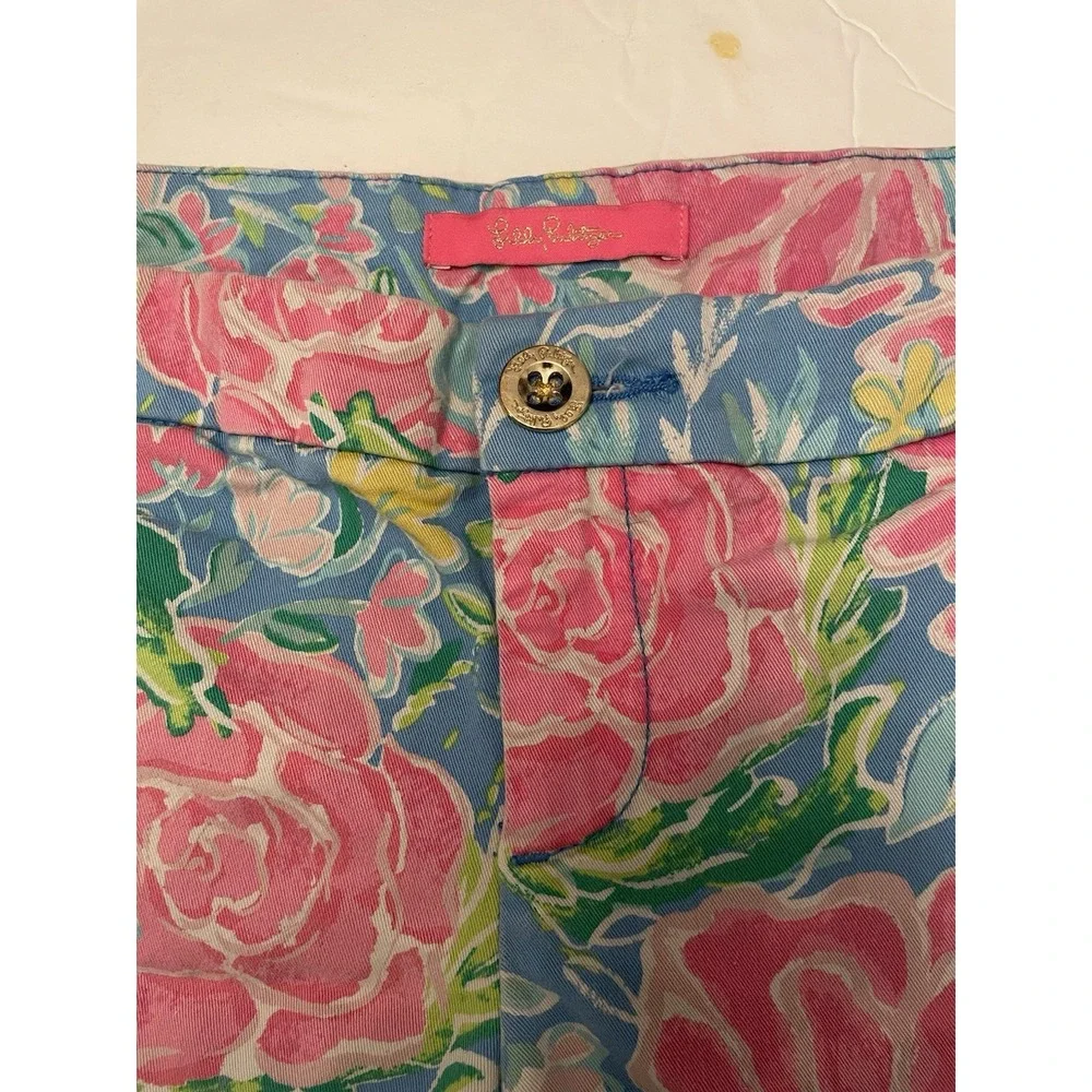 Lilly Pulitzer Buttercup Shorts 6 In Full Bloom Floral Scalloped Stretch Cotton